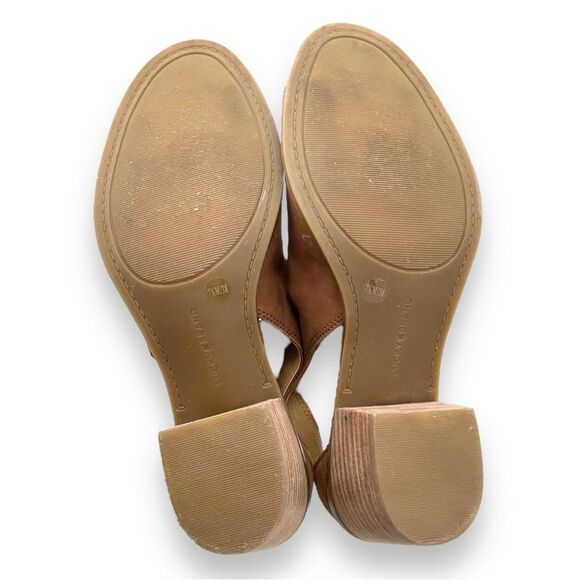 Lucky Brand Bannah Open Toe Sandal CutOut Booties in Walnut Brown Suede Size 7.5 - Picture 15 of 16